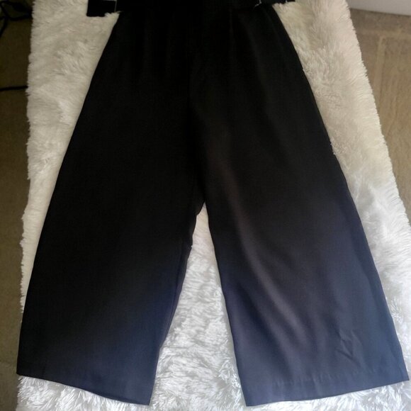 Black Sleeveless Wide-Leg Jumpsuit W Adjustable Side Straps- S - Picture 7 of 8